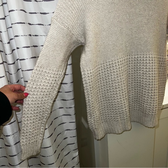 AMERICAN EAGLE sweater waffle knit mockneck cream tan neutral drop shoulder cozy - Picture 9 of 10